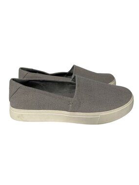 Toms Kameron Gray Slip-On Canvas Sneakers With White Sole Women's Size 12